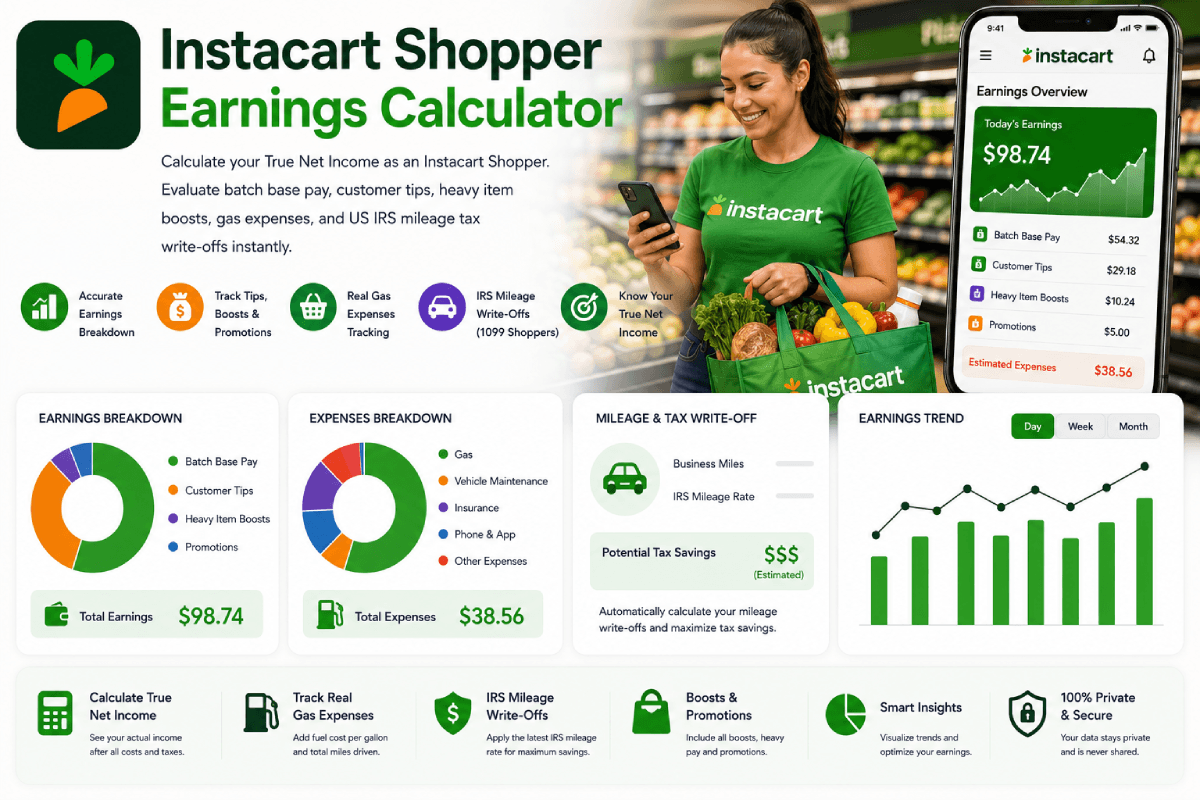 Instacart Shopper Earnings Calculator